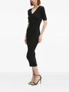 Guess Usa Ribbed V-neck Midi Dress In Black