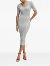 Guess Usa Ribbed V-neck Midi Dress In Gray