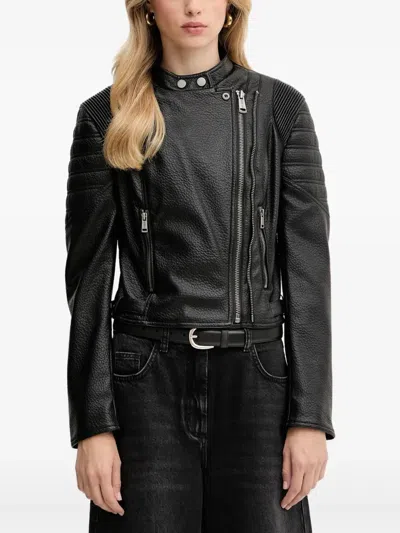 Guess Usa Ribbed Zip Jacket In Black