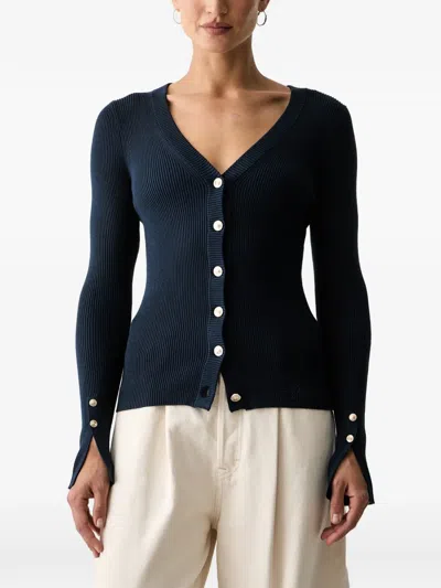 Guess Usa Ribbed-knit Cardigan In Blue