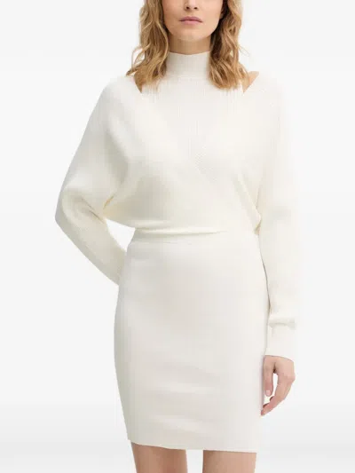 Guess Usa Ribbed-knit Cut-out Mini Dress In White