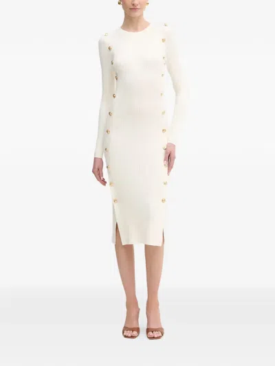 Guess Usa Ribbed-knit Midi Dress In White