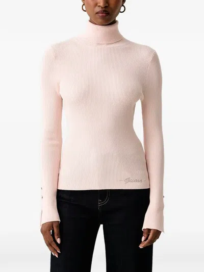 Guess Usa Ribbed-knit Roll-neck Sweater In Pink