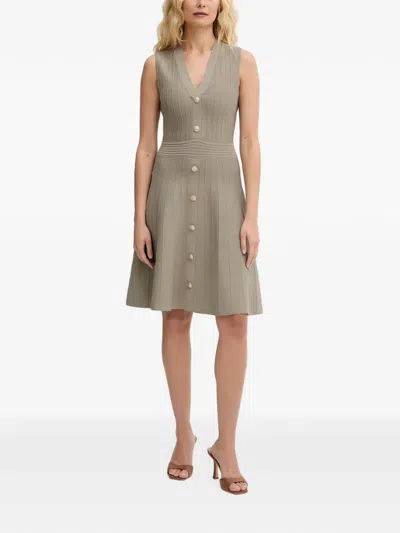 Guess Usa Ribbed-knit Sleeveless Midi Dress In Brown