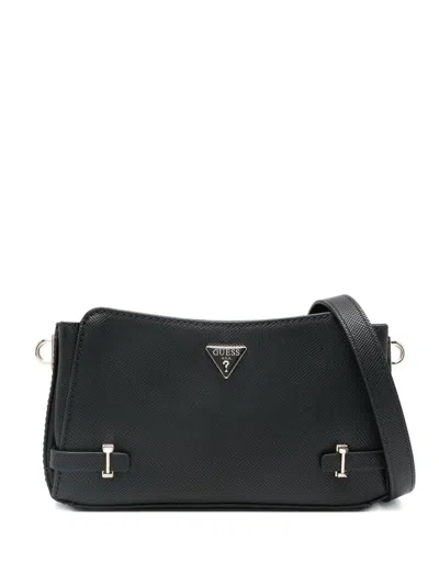 Guess Usa Rosalba Saffiano Logo-plaque Cross Bag In Black