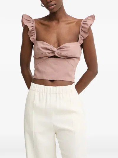 Guess Usa Rossana Ruffled Cropped Blouse In Pink