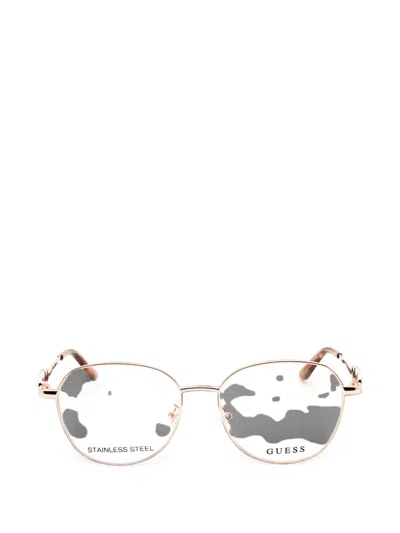 Guess Usa Round-frame Glasses In Gold