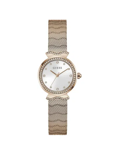 Guess Usa Round-shape 28mm Watch In Silver