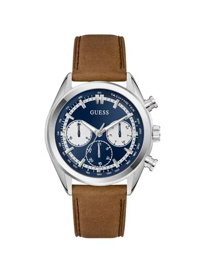 Guess Usa Round-shape 44mm Watch In Brown