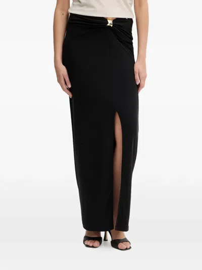 Guess Usa Ruched Front-slit Skirt In Black