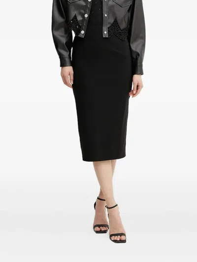Guess Usa Ruched Midi Skirt In Black