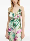 Guess Usa Ruffle-detail Tropical-print Jumpsuit