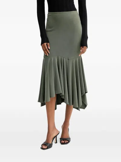 Guess Usa Ruffled Asymmetric Skirt In Green
