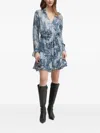 Guess Usa Ruffled Graphic-print Mini Dress In Blue