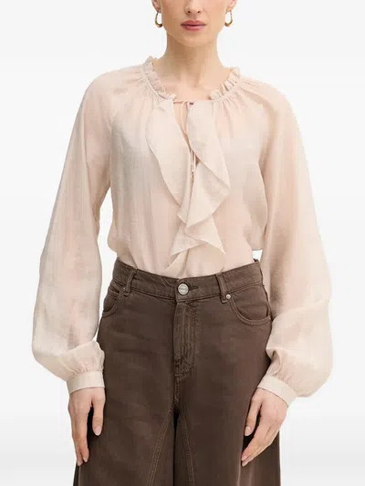 Guess Usa Ruffled Long-sleeve Blouse In Pink
