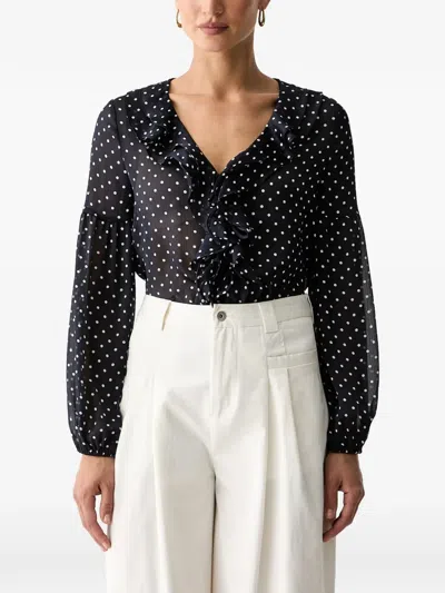 Guess Usa Ruffled Polka-dot Blouse In Blue