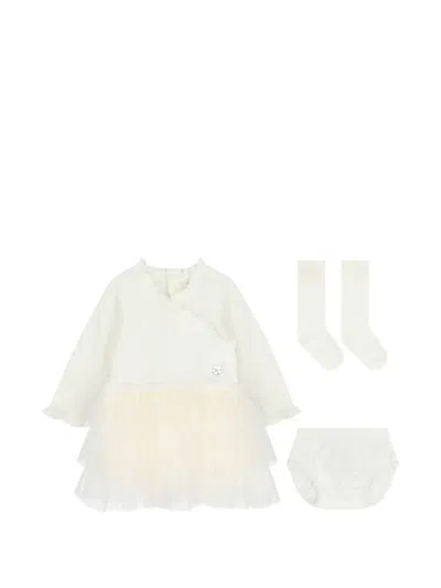 Guess Usa Babies' Ruffled Tiered Dress Set In White