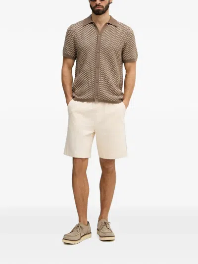 Guess Usa Ryden Geometric-pattern Knit Shirt In Brown