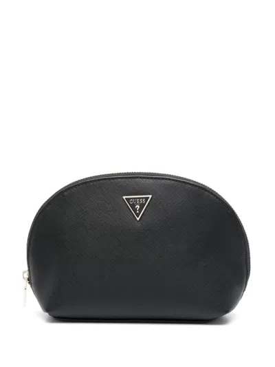 Guess Usa Saffiano Makeup Bag In Black