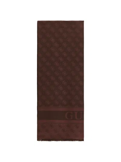 Guess Usa Samantha J4g-printed Kefiah Scarf In Brown