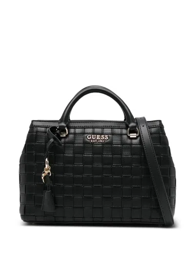Guess Usa Sandy Tassel Grid Tote Bag In Black