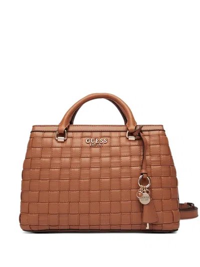 Guess Usa Sandy Interwoven Tote Bag In Brown