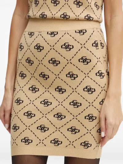 Guess Usa Sarah Monogram-knit Mini Skirt In Neutral