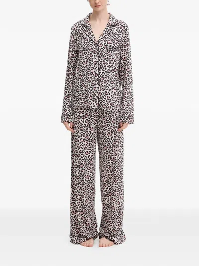 Guess Usa Sasha Leopard-print Piped Pajamas In Neutral