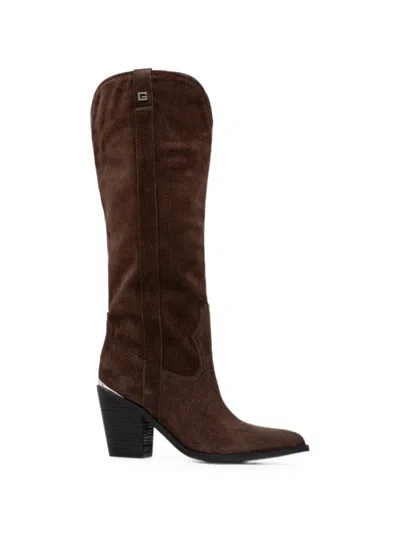 Guess Usa Sashan Suede Boots In Brown