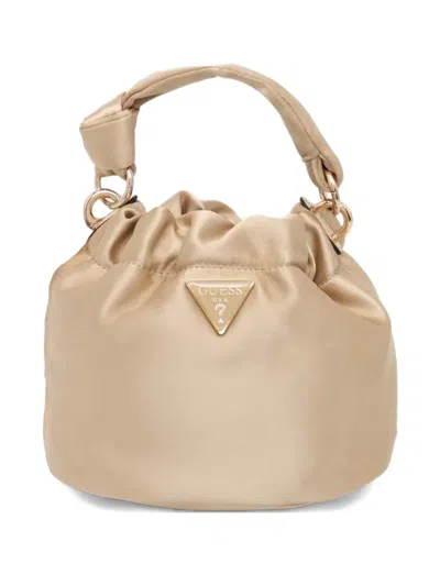 Guess Usa Satin Bucket Bag In Gold