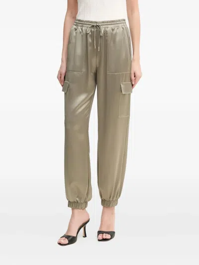 Guess Usa Satin Cargo Trousers In Green