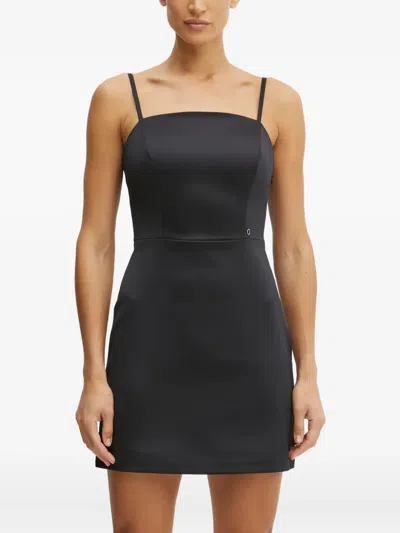 Guess Usa Satin-finish Mini Dress In Black