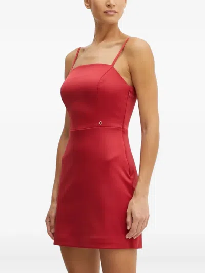 Guess Usa Satin Spaghetti-strap Mini Dress In Red