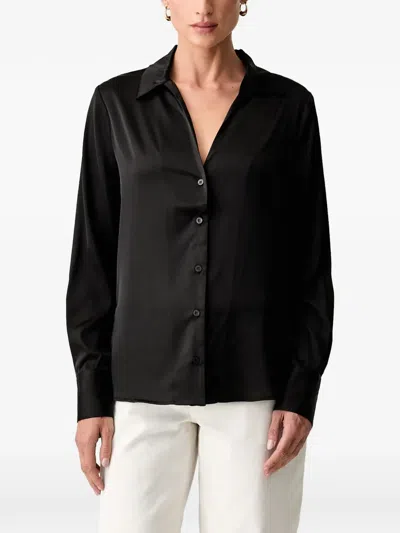 Guess Usa Satin-finish Long-sleeve Shirt In Black