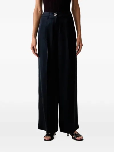 Guess Usa Satin-finish Wide-leg Trousers In Blue