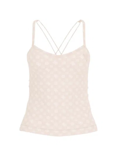 Guess Usa Scoop-neck Monogram-print Top In Pink