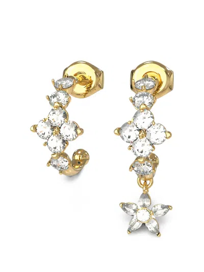 Guess Usa Secret Garden Crystal-embellished Earrings (set Of Three) In Gold