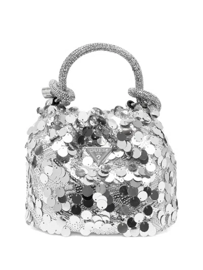 Guess Usa Sequin-embellished Mini Bag In Silver