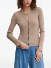 Guess Usa Sequin-embellished Ribbed Cardigan In Brown