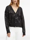 Guess Usa Sequin-embellished V-neck Cardigan In Black