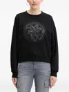 Guess Usa Sequin-embellishment Logo Sweatshirt In Black