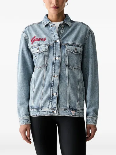 Guess Usa Sequin-embellished Denim Jacket In Blue