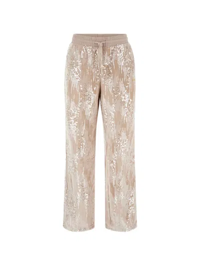 Guess Usa Sequin-embellished Trousers In Neutral
