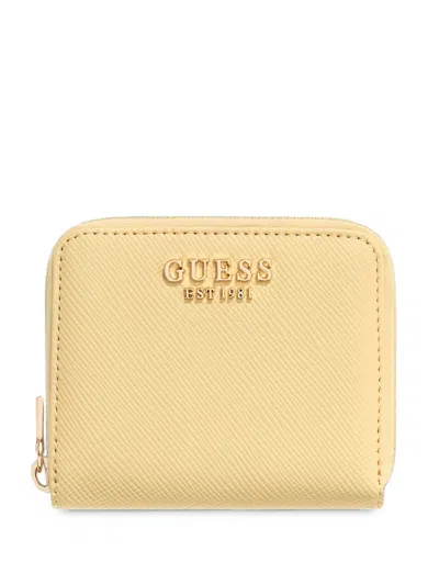 Guess Usa Serenova Saffiano Leather Wallet In Yellow