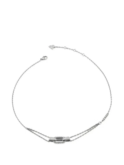 Guess Usa Shining Winter Pavé-set Necklace In Silver