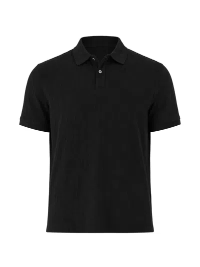 Guess Usa Short-sleeve Logo-patch Polo Shirt In Black