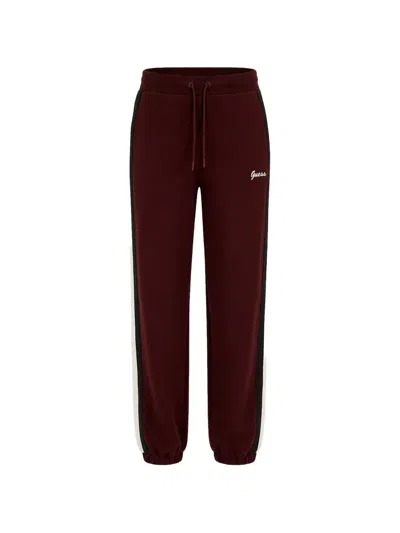 Guess Usa Side-stripe Drawstring Track Pants In Burgundy