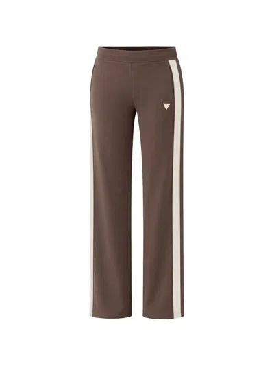 Guess Usa Side-stripe Track Pants In Brown