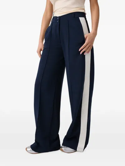 Guess Usa Side-stripe Wide-leg Track Pants In Blue