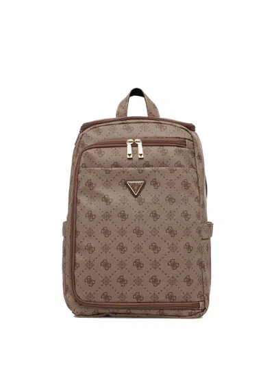 Guess Usa Silia 4g Monogram Zip Backpack In Brown